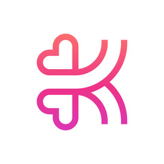 Letter K heart creative logo design