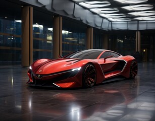 Naklejka premium Red concept sports car (ai generated)