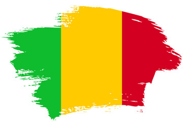 Mali brush stroke flag vector background. Hand drawn grunge style Malian isolated banner