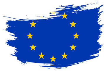 European Union brush stroke flag vector background. Hand drawn grunge style EU isolated banner