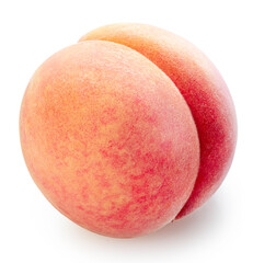 Peach fruit isolated on white background, Fresh Nectarine Peach on White Background With clipping path, 