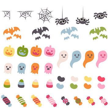 Cute Black Halloween Spider Bats and Candy