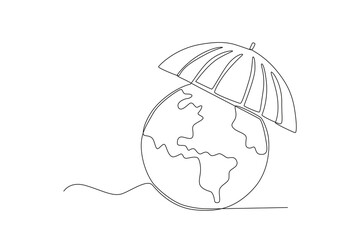A concept of protecting ozone. World ozone day one-line drawing