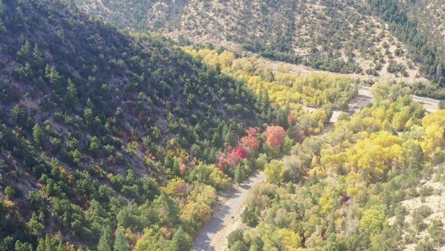 Aerial sunny view of beautiful fall color around Brian Head area