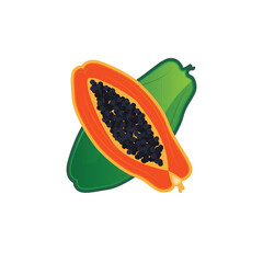 Papaya Logo Design, Vitamin Fruit Vector, Fruit Product Brand Illustration Icon