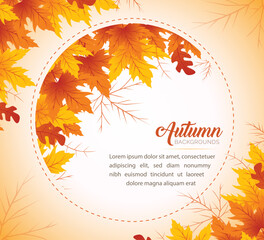 Fototapeta na wymiar Autumn Leaves Background, Hand Drawn Flat Autumn Background, Maple Leaf Autumn Background