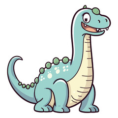 Playful Prehistoric Friend: Cute Brontosaurus Dinosaur Illustration