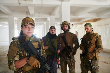 Soldier squad team portrait in urban environment