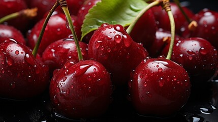 Fototapeta na wymiar Delicious fresh cherries. Generative AI. 