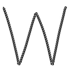 Alphabet letter W,diamond necklace isolated on black