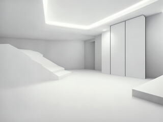 Fototapeta premium empty white big open industrial hall 3d render illustration