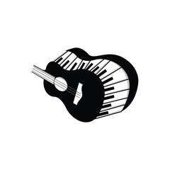 Guitar Logo, Ukulele Musical instrument Vector, Simple Silhouette Design