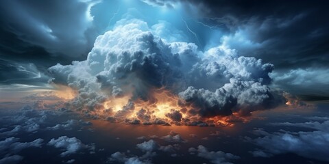 Fototapeta premium Cumulonimbus clouds and stormy skies, AI Generated