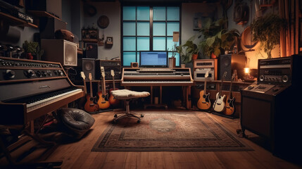 A modern music studio, modern recording studio