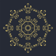 Oriental vector pattern with arabesque and floral elements. Abstract golden ornament