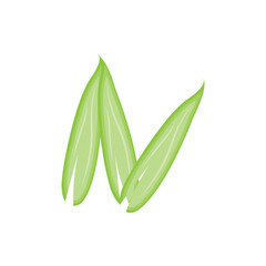 Bamboo Logo, Panda Food Green Plant Vector, Simple Minimalist Design, Illustration Element Template