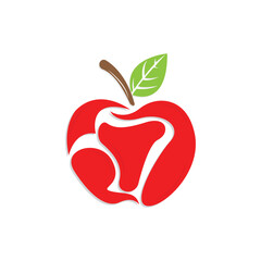 Apple logo. Vector Farm Fresh Sweet Red Fruit, Design With Simple Lines, Illustration Symbol