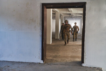 Soldier squad team portrait in urban environment