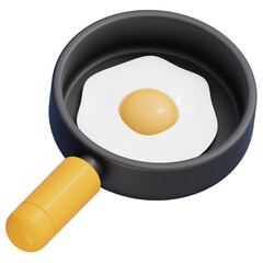 3D Render of Frying Pan icon with Egg in it