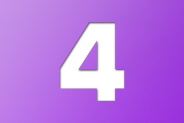 number cut paper 4 purple isolated on transparent background