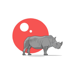 Illustration vector graphic of rhinoceros icon.