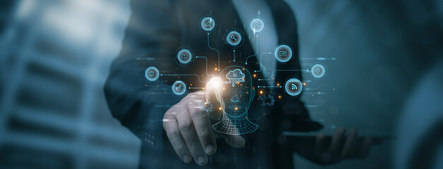 Artificial Intelligence communicate and interact with provide smart data advance of technology...