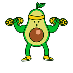 Avocado workout cute character illustration