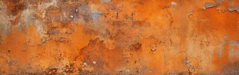Abstract orange colored peeling rusty metal steel aged weathered wall - Grunge rust aged background