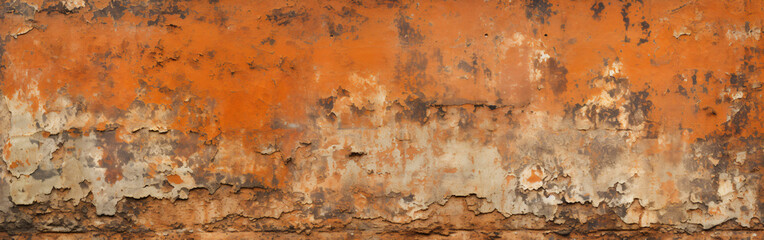 Abstract orange colored peeling rusty metal steel aged weathered wall - Grunge rust aged background