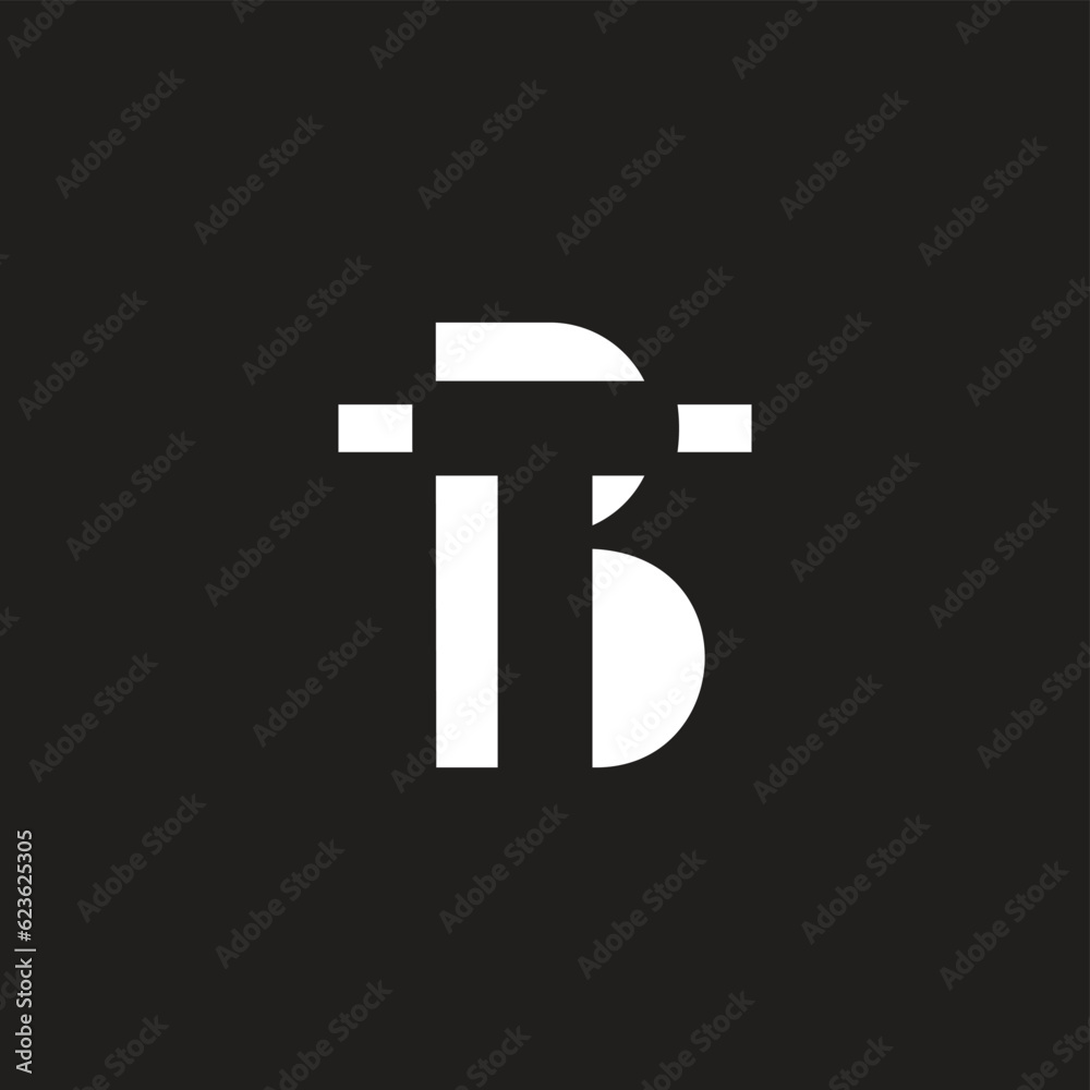 Wall mural letter tb abstract negative space logo vector