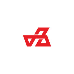letter ab red line geometric logo vector