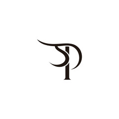 letter sp abstract curves simple logo vector