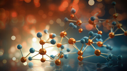 A molecule structure model representing the in-depth scientific research in pharmaceutical development. Generative AI
