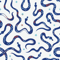 Seamlessethnic snake hand drawn pattern
