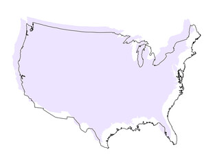 USA map, United States of America map 3d color map.