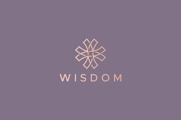 Fototapeta na wymiar Wisdom Logo Gold Premium Vintage Geometric Business Jewelry Boutique Fashion