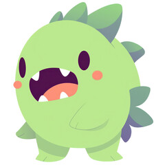 Fototapeta premium Cute Fantasy Halloween Cartoon Green Monster Character in Flat Design, Isolated on Transparent Background. Generative AI