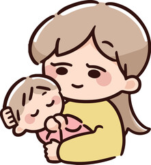 赤ちゃんを抱っこする母親