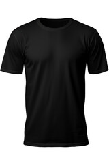 Black t-shirt round neck plain transparent background PNG