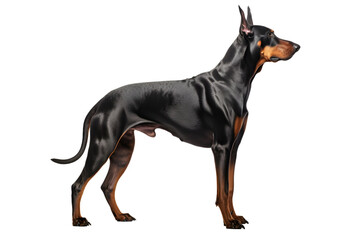 Doberman Pinscher, Dobermann, dog, realistic illustration, side view, transparent background, generative ai