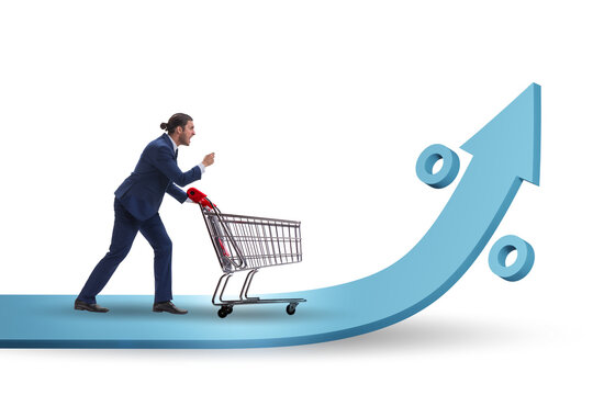 Man in high grocery inflation concept