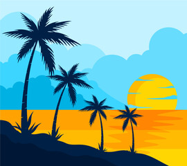 Fototapeta na wymiar palm tree on the beach paradise vector