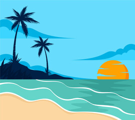 Fototapeta na wymiar summer beach background vector illustration view landscape