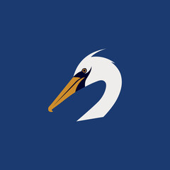 simple pelican bird wild animal outdoor adventure logo vector illustration template design