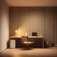 Clean and Serene: A Minimal Work Office with Natural Light and a Calming Atmosphere,Ai generative