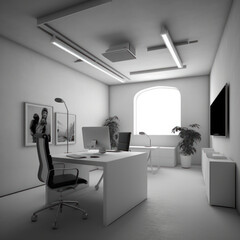 Minimalist Home Office: A Trendy and Functional Workspace with a Minimalist Design,Ai generative