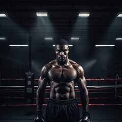Fototapeta na wymiar Underneath the Boxing Ring Lights - A Story of Strength and Determinity