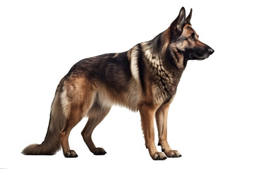 German Shepherd, dog, realistic illustration, side view, transparent background, generative ai