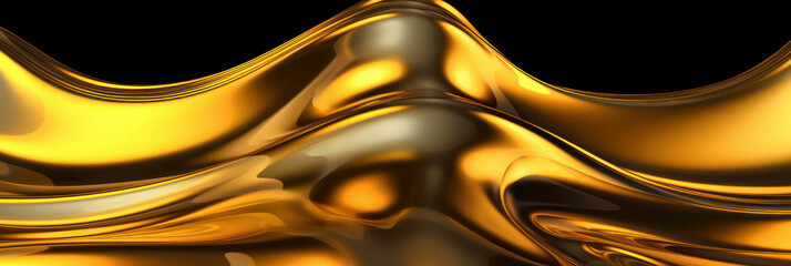 Abstract  liquid background with metal golden waves.