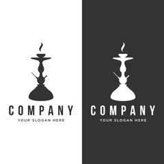 Isolated hookah, shisha or water pipe Logo design for club, bar, cafe and shop.